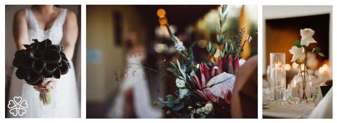 Bride carrying a composed bouquet through a garden