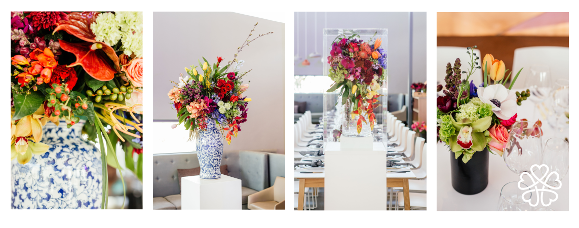 Installation of hanging florals at a private event